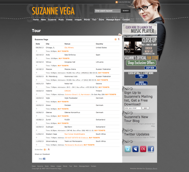 Suzanne Vega |  Tour